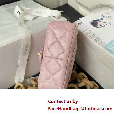 Chanel Lambskin  &  Wenge Wood Mini Flap Bag AS4165 Pink 2023